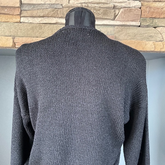 VTG Argyle Preppy Wool Angora Cropped Sweater Indie Grunge Artsy Black Blue L - Picture 6 of 9